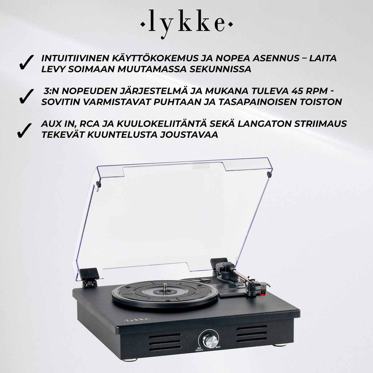 
              Lykke Vinyylisoitin Classic Bluetooth