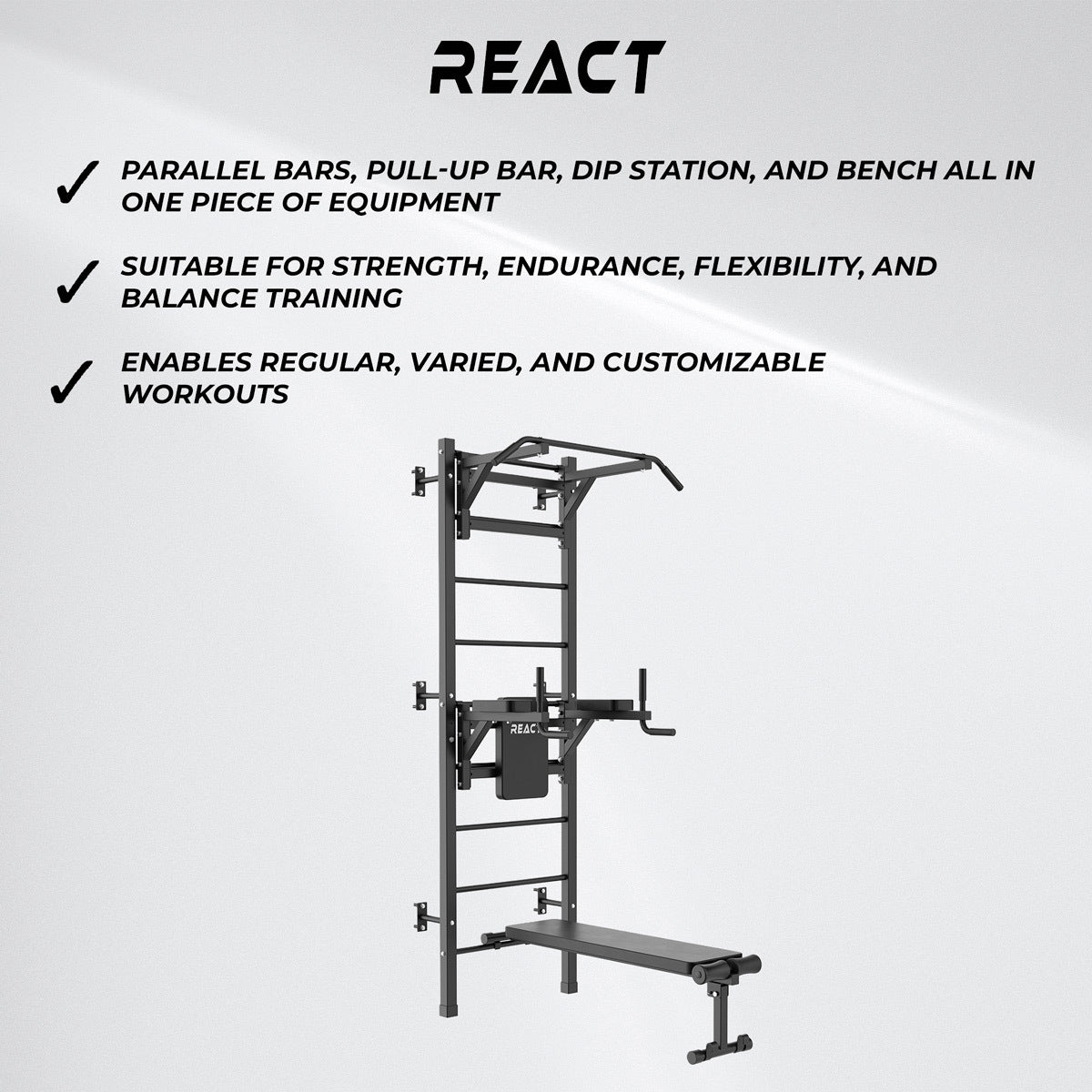 
              React Sprossenwand/Fitness Tower Metallic Black