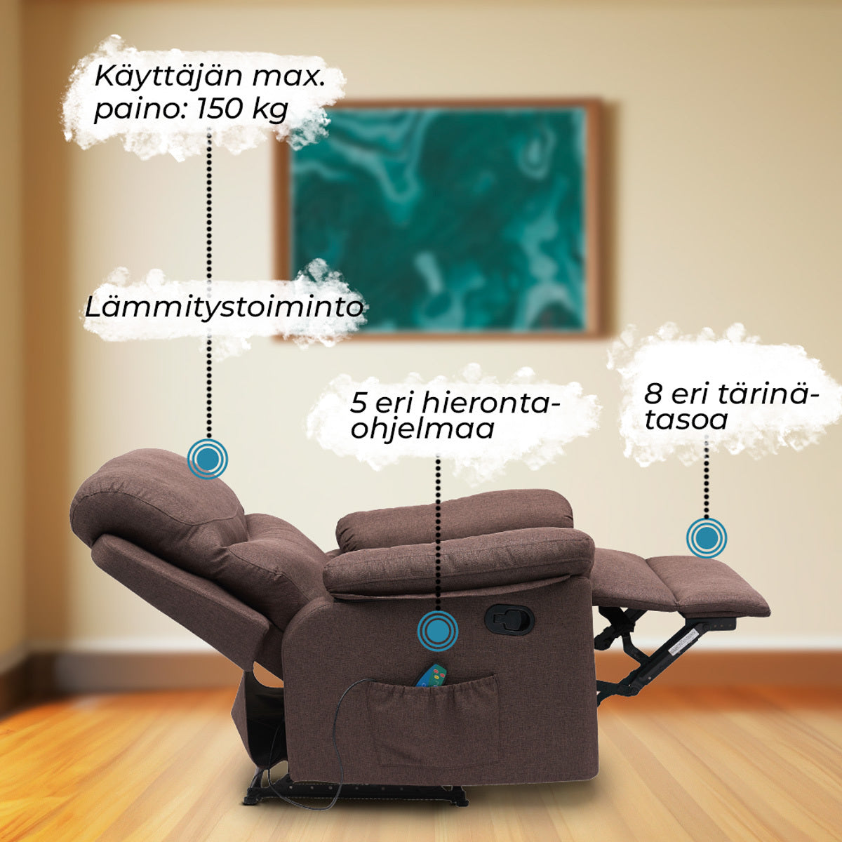 
              Lykke Hierontatuoli, ruskea