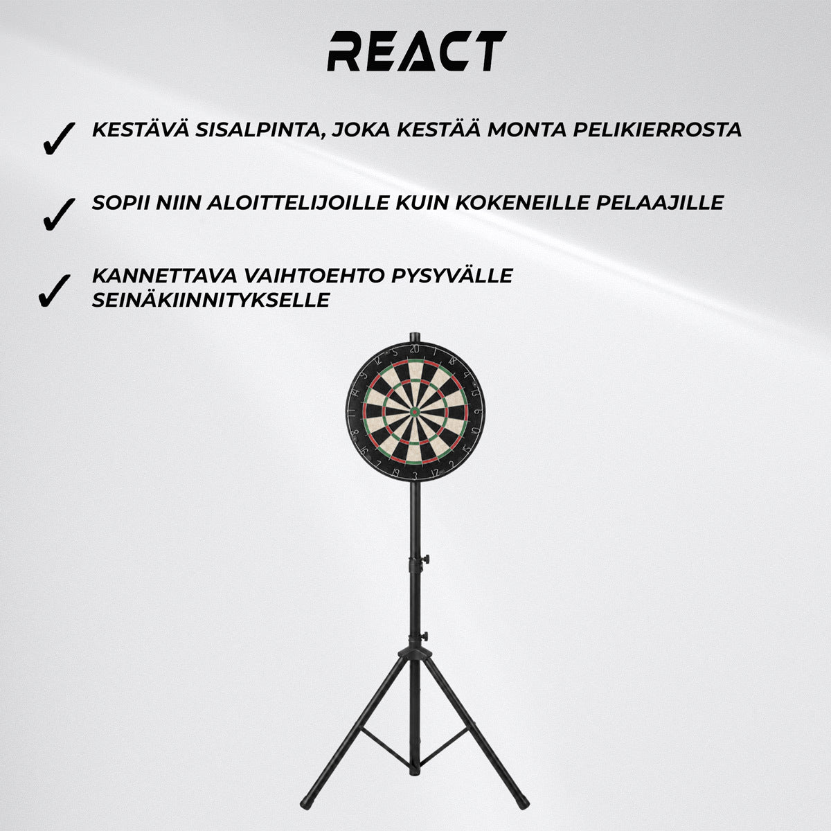 
              React Darts-taulu + Teline