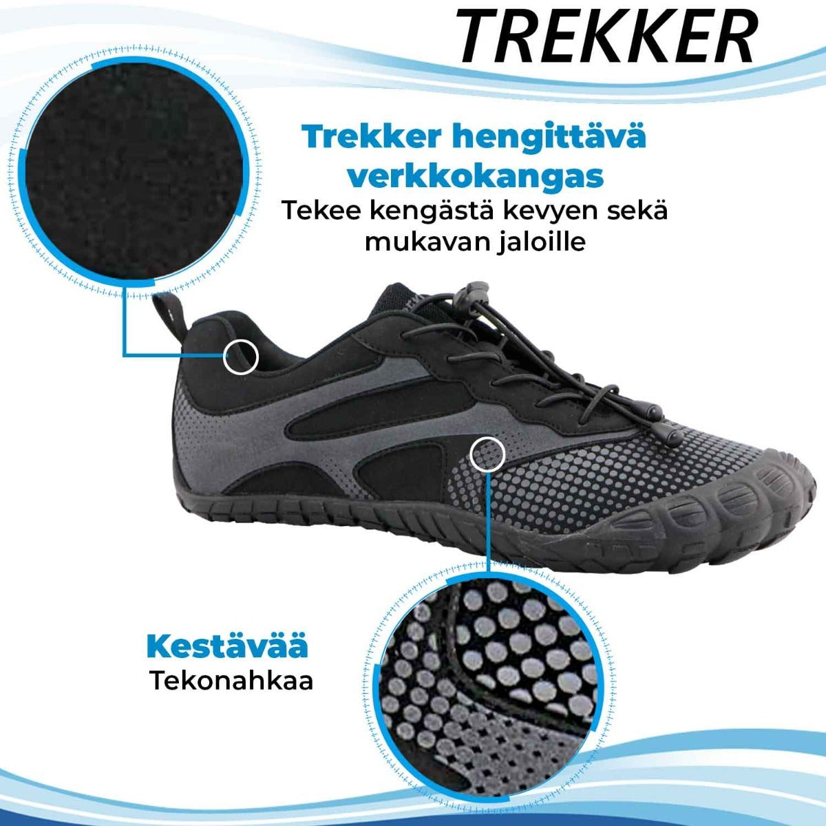 Trekker Paljasjalkakengät, Koot 36-45