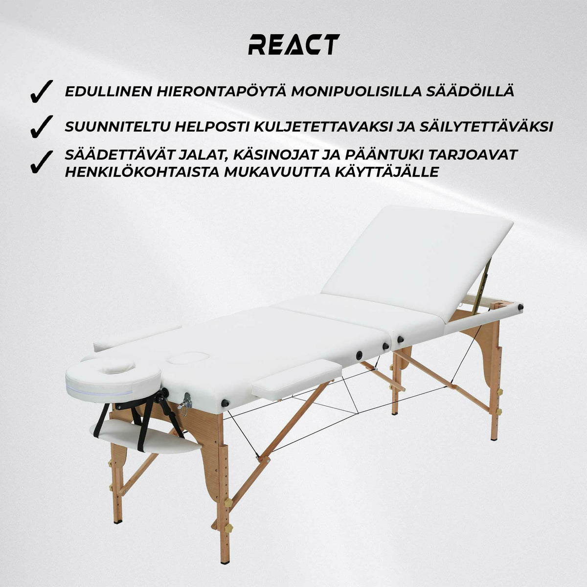 
              React Hierontapöytä P300 valkoinen