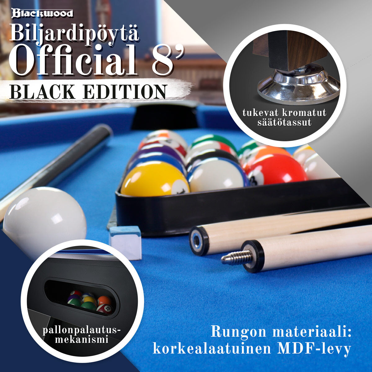 
              Blackwood Biljardipöytä, 7' Official Black