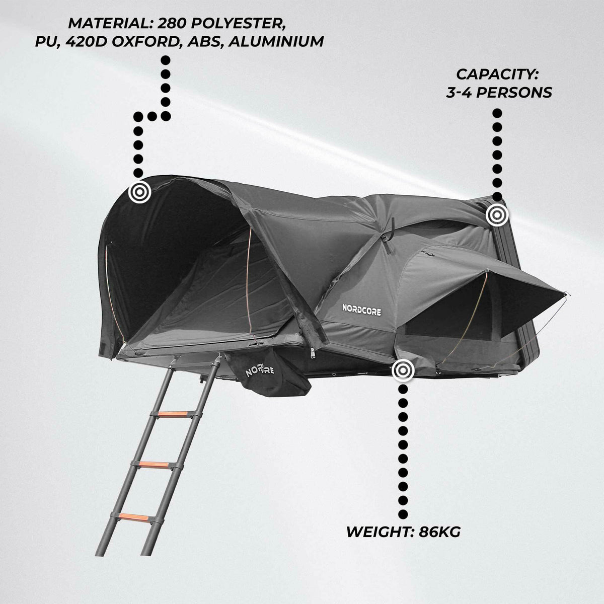 
              Nordcore Tienda de techo Rooftop Summit Pro XL, Negro