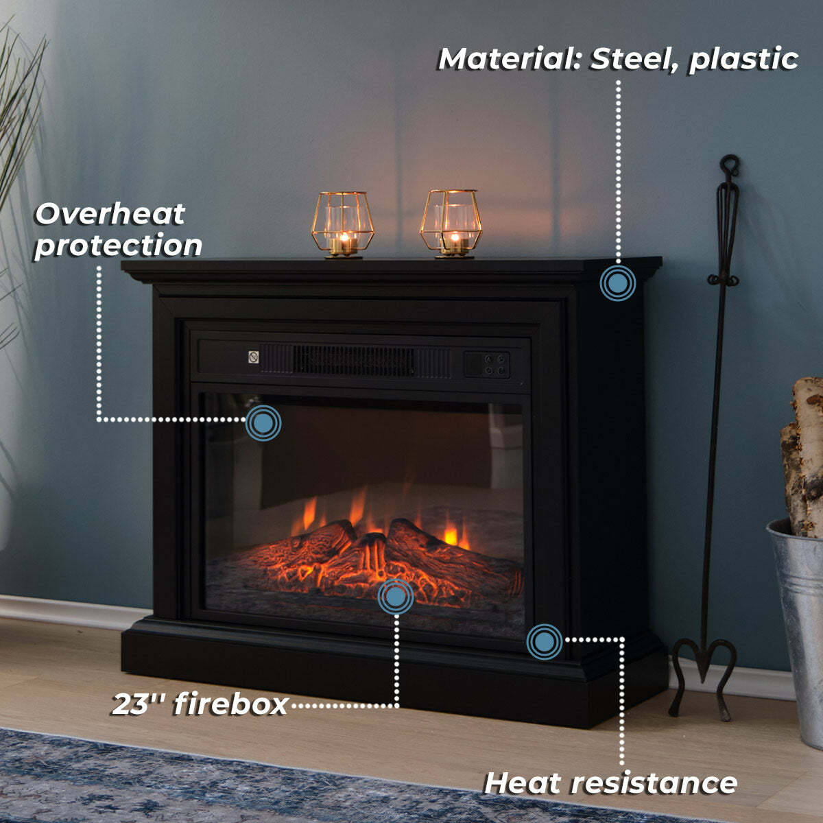 
              Lykke Elektrokamin M, 2000W, Zwart