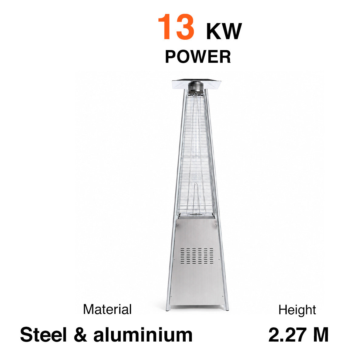 
              Fornorth Terrasverwarmer Pyramid 13kW gasvermogen, roestvrij staal