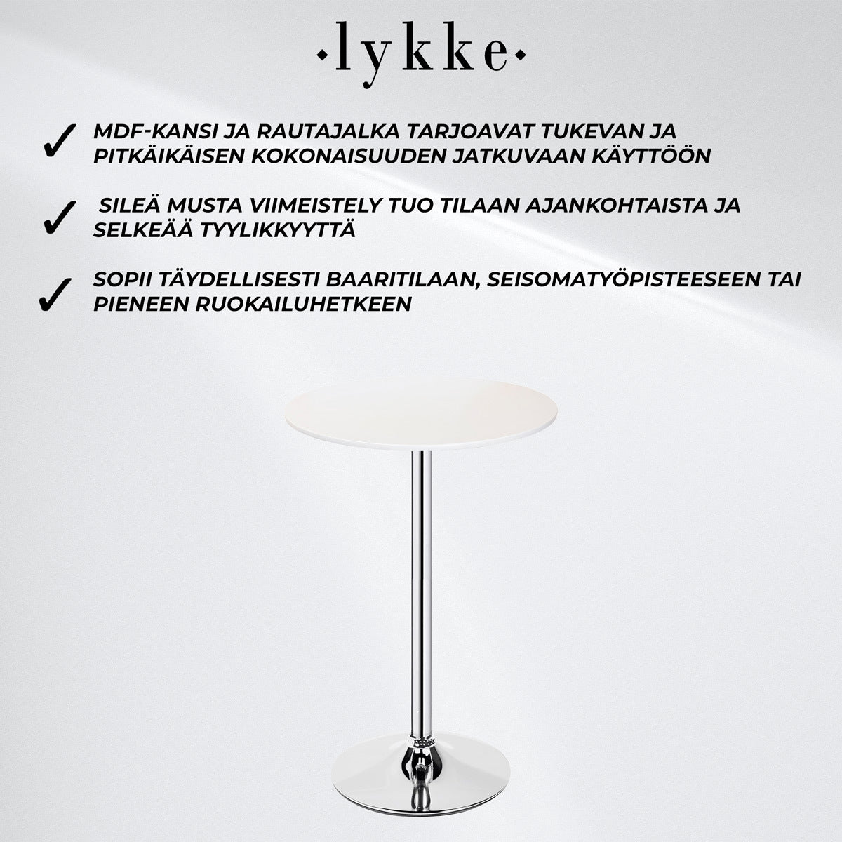 
              Lykke Baaripöytä Comfort valkoinen 60x105cm