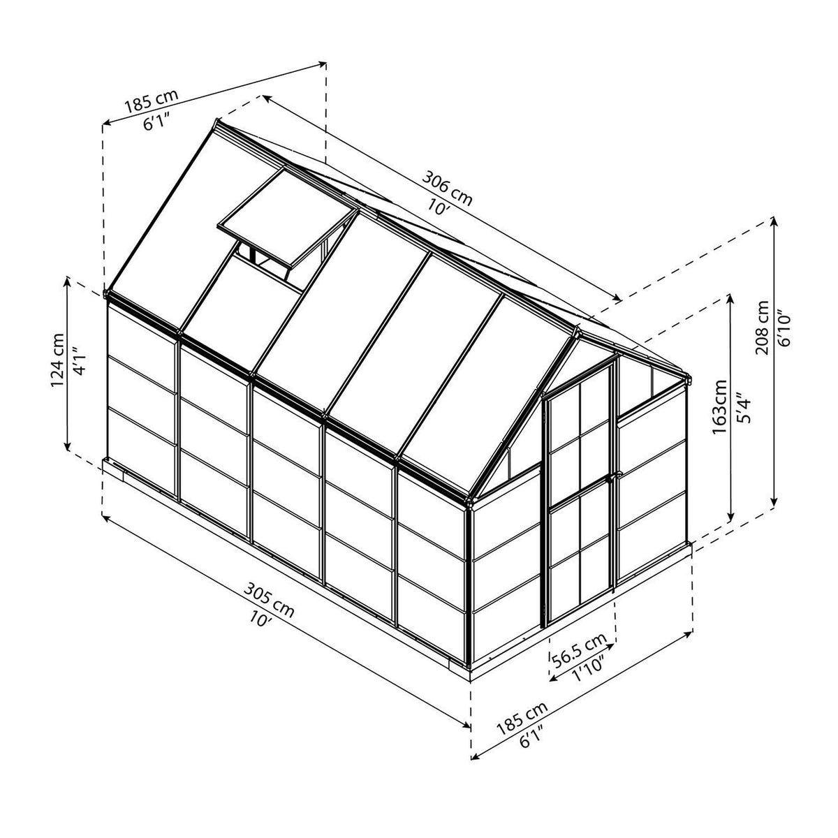 
              Palram-Canopia Tuinkas Hybrid, 5,7m², 6x10, zilver