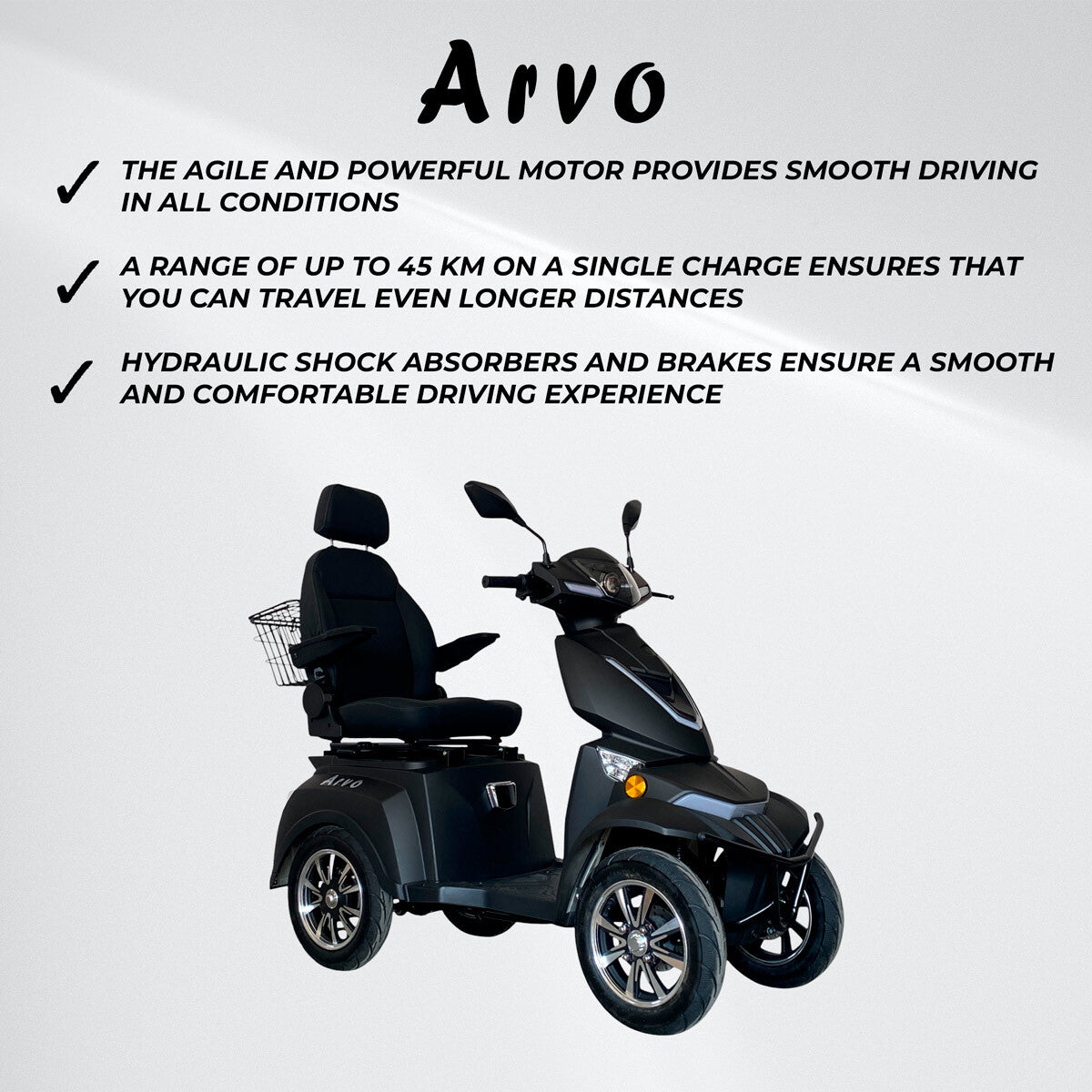 
              Arvo Mobilitetsscooter P800 Sort