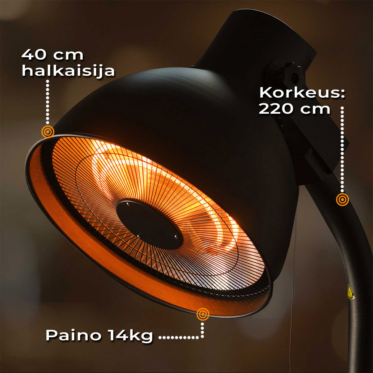 
              Fornorth Terassilämmitin lattiamalli Deluxe 2000W, musta