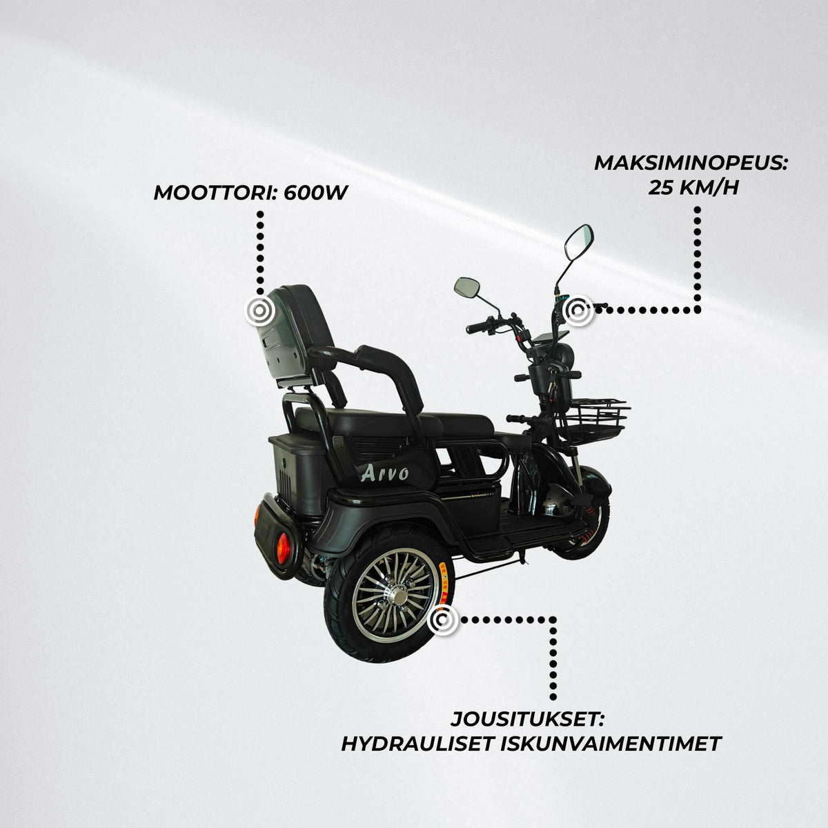 
              Arvo Senioriskootteri P200 Musta