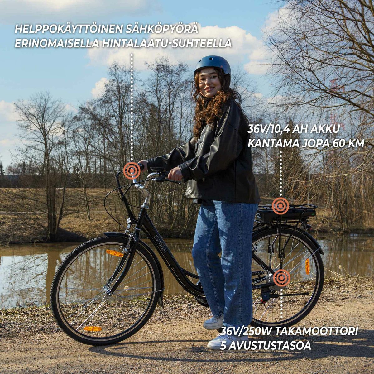 
              Swoop Sähköpyörä Classic, naisten 28&quot; musta