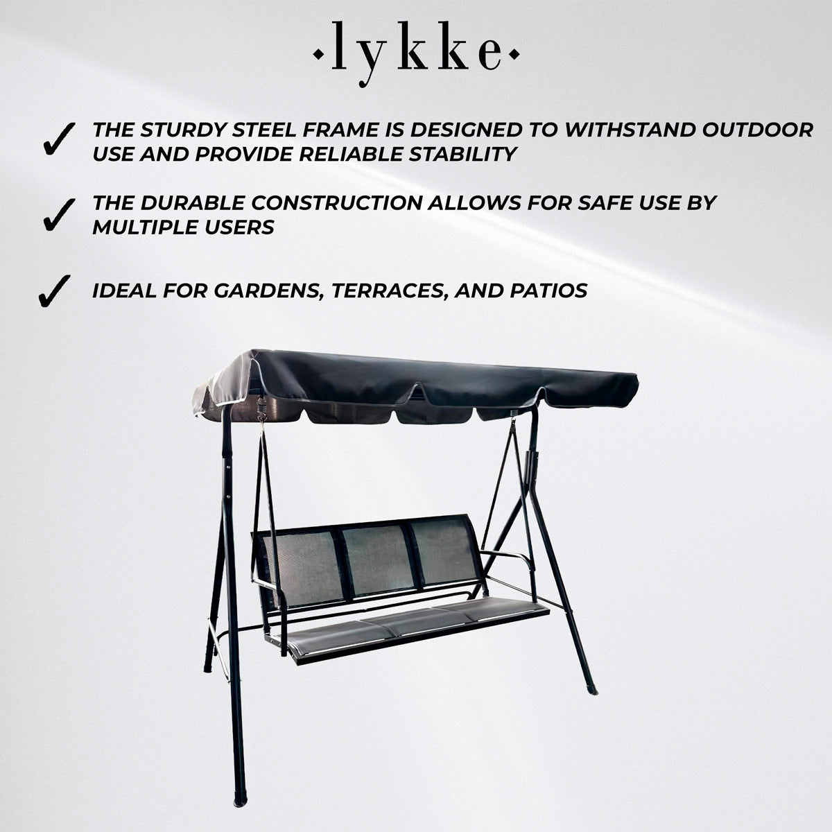 
              Lykke Porch Swing Elegance, Black