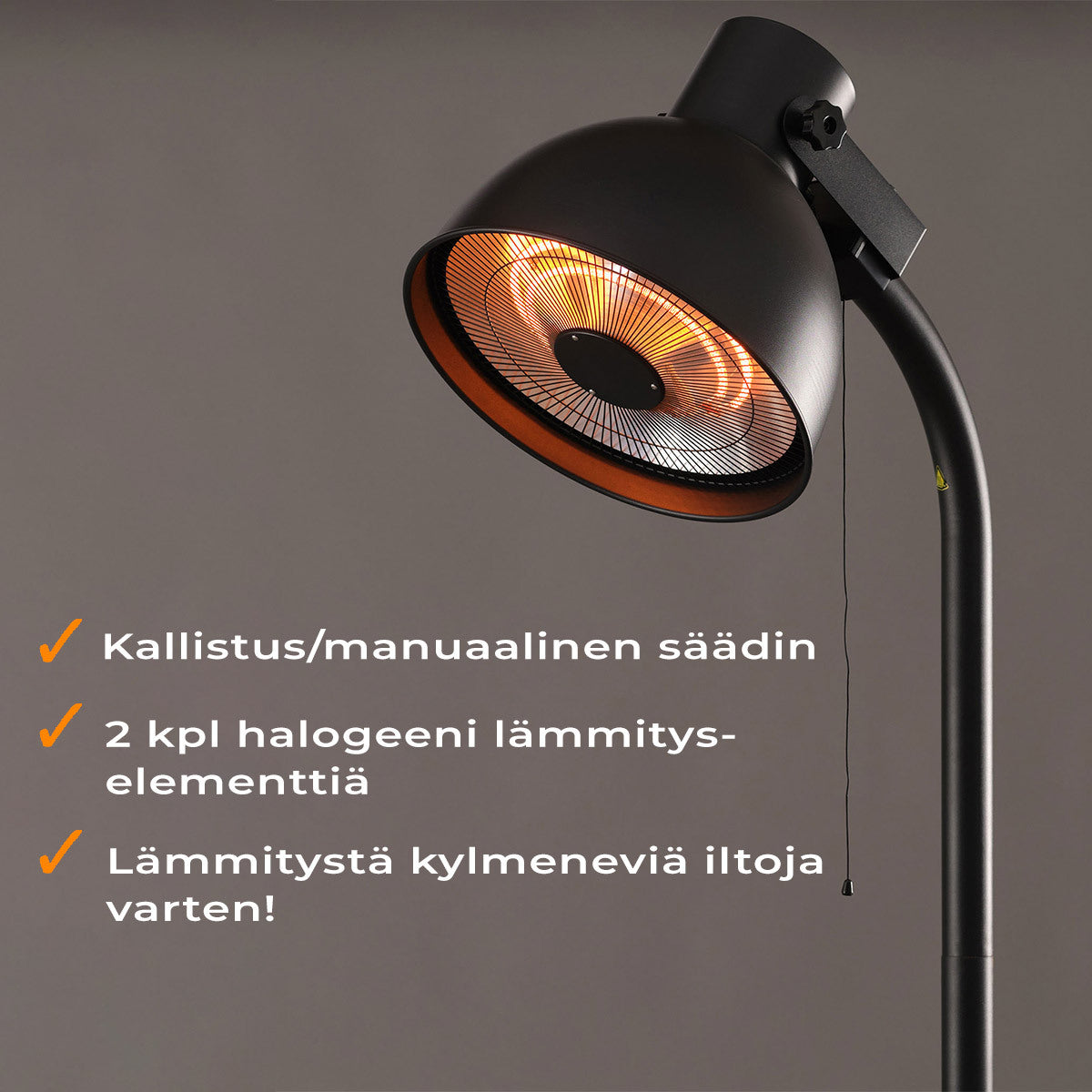 
              Fornorth Terassilämmitin lattiamalli Deluxe 2000W, musta