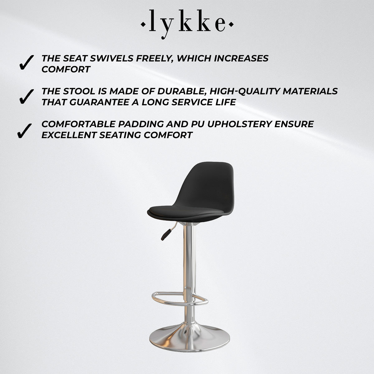 
              Lykke Bar Stool Comfort Black