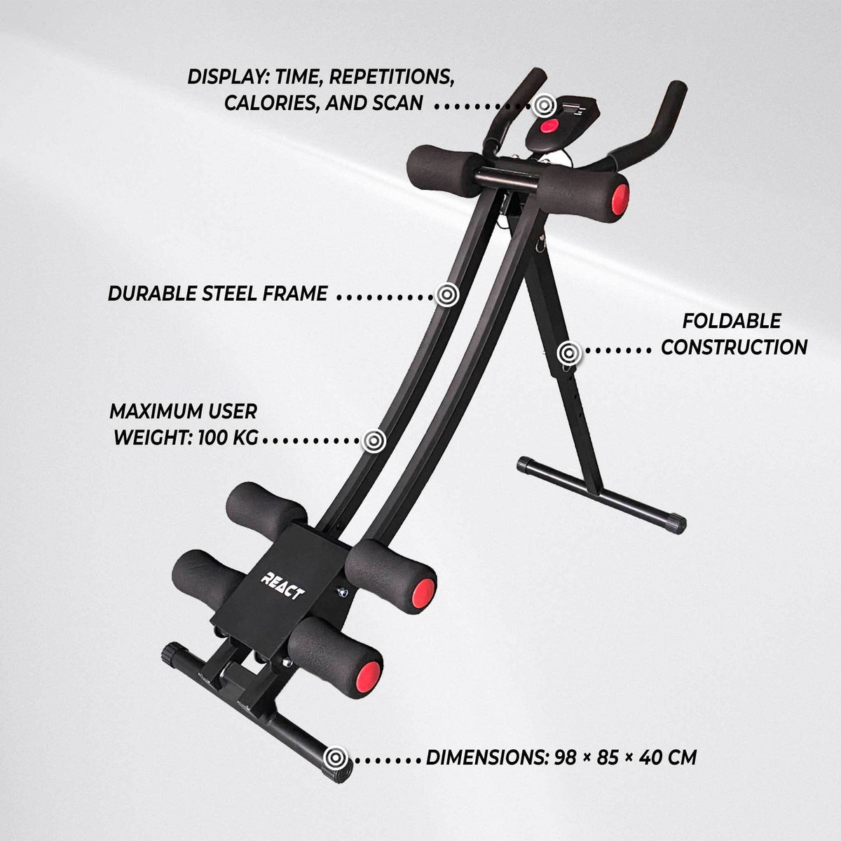 
              React máquina de abdominales 100, Plegable
