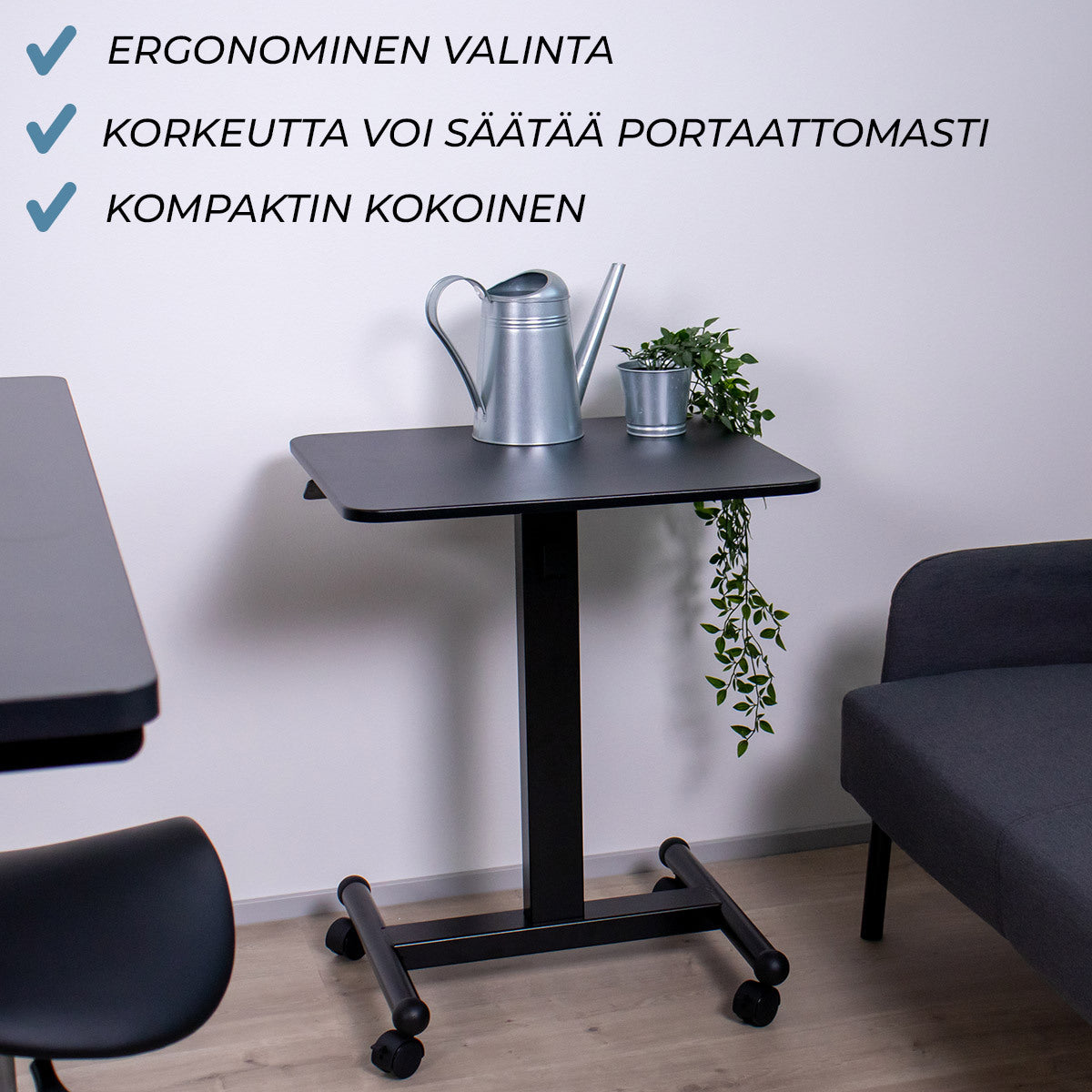 
              Lykke säädettävä työpöytä L100, 60 x 52cm, musta