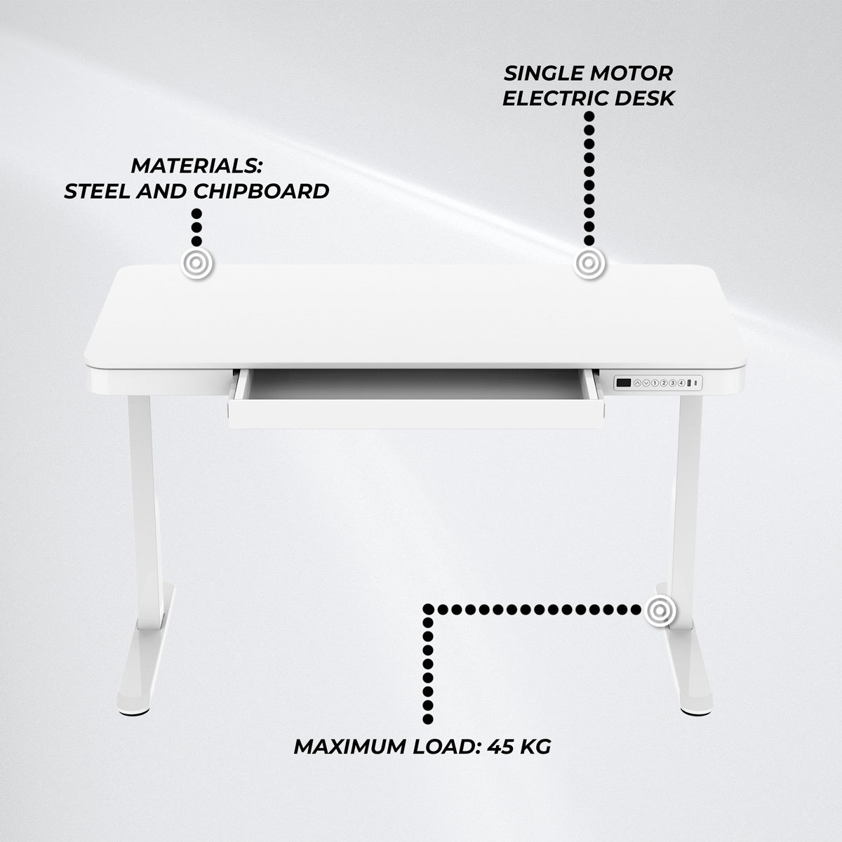 
              Lykke Escritorio Eléctrico 120x60cm Polar, blanco