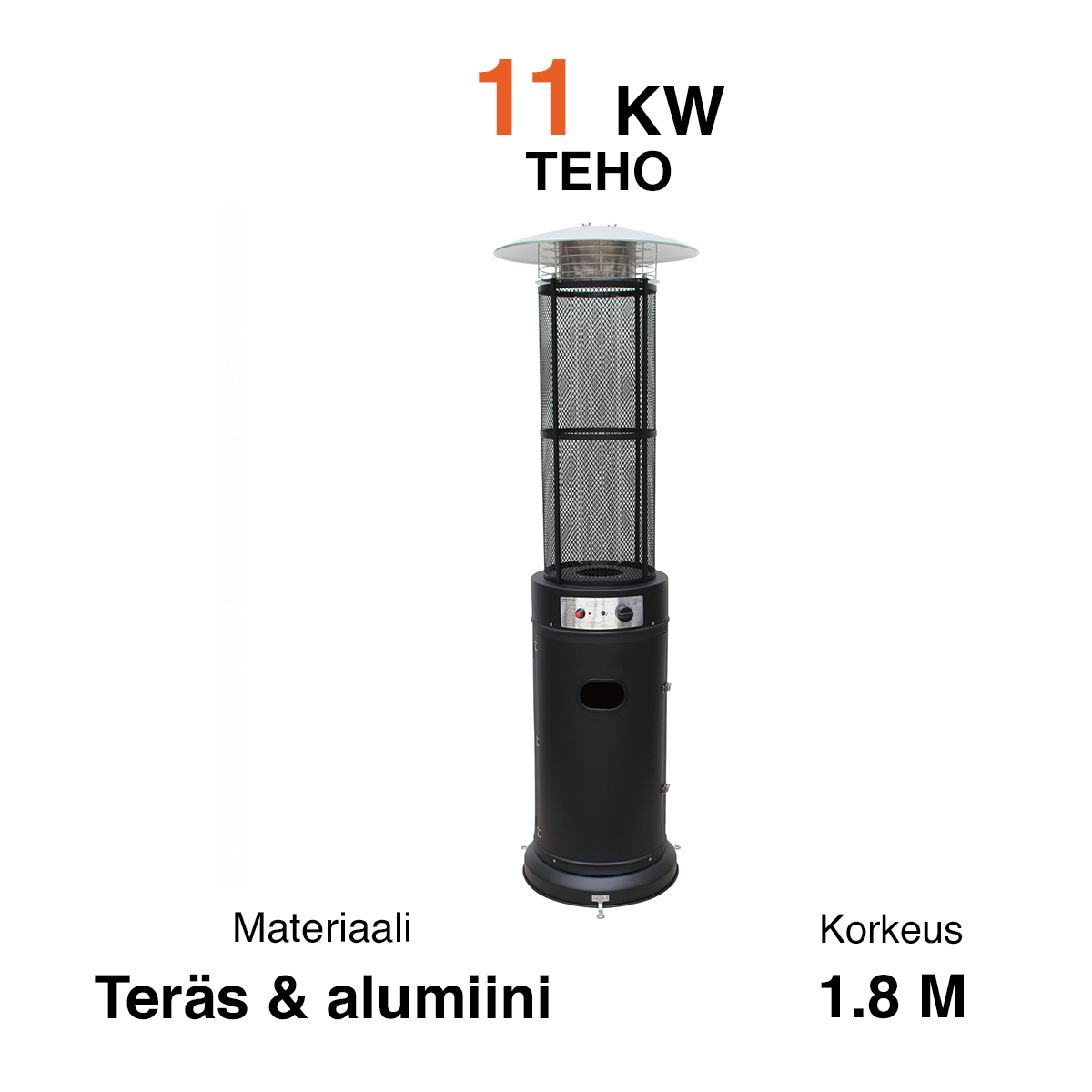 
              Fornorth Chauffage d'extérieur Round Tube 11kW alimenté au gaz, noir
