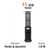 Fornorth Chauffage d'extérieur Round Tube 11kW alimenté au gaz, noir