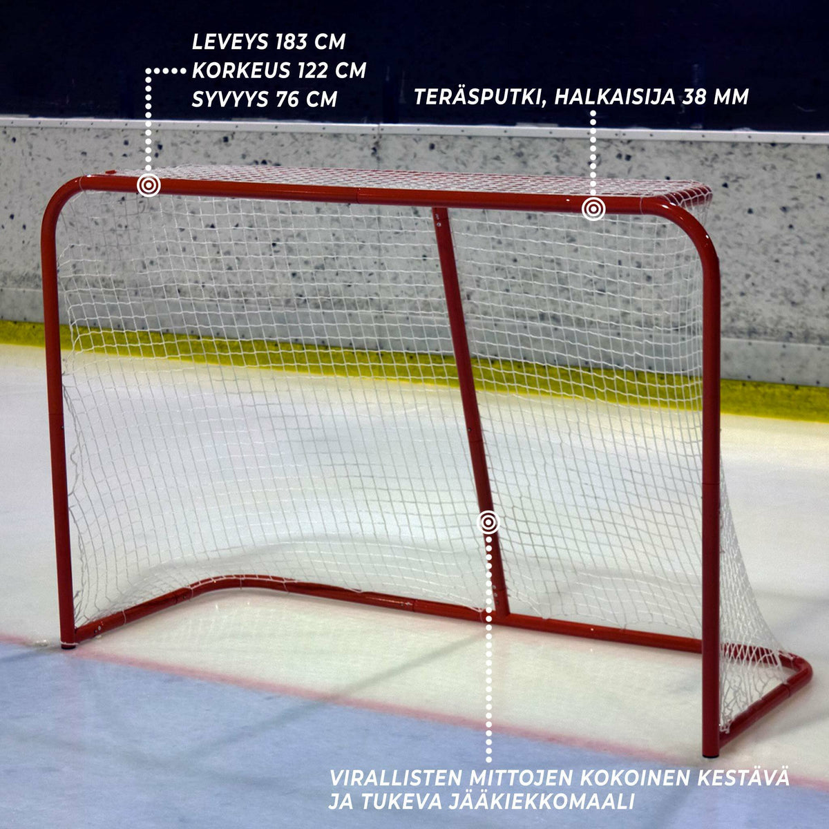 
              Jääkiekkomaali, virallinen koko