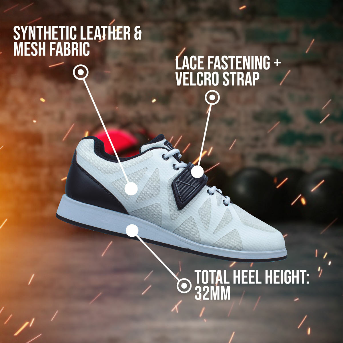 
              Core Vægtløftersko, hvid