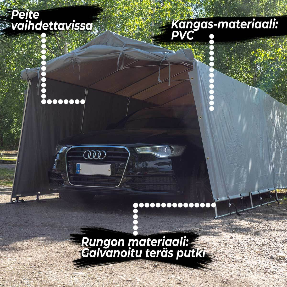 
              Fornorth Pressutalli 2,7x5,1m, vaaleanharmaa