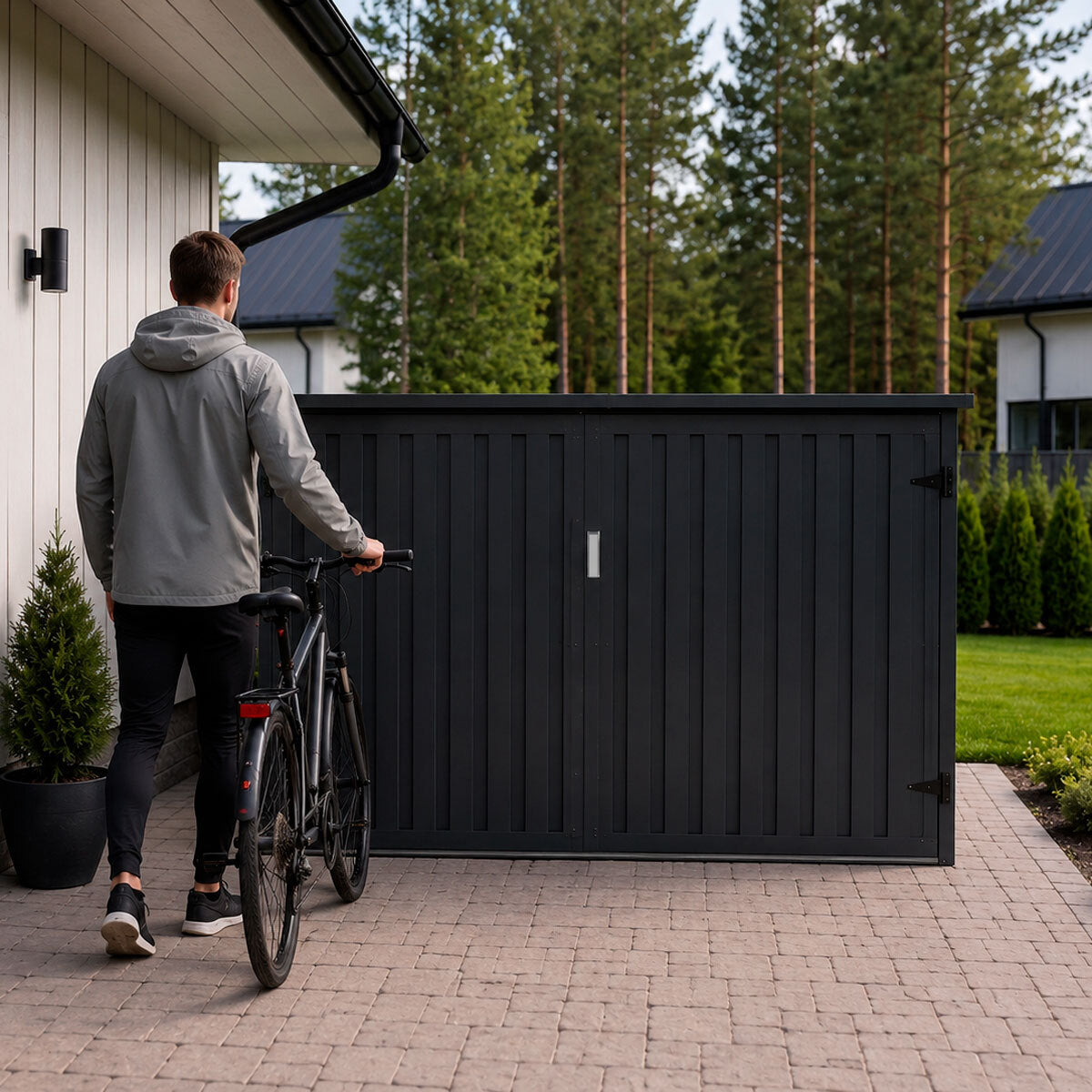 
              Fornorth Fahrradgarage für vier Fahrräder 203 x 198 x 157 cm, Dunkelgrau