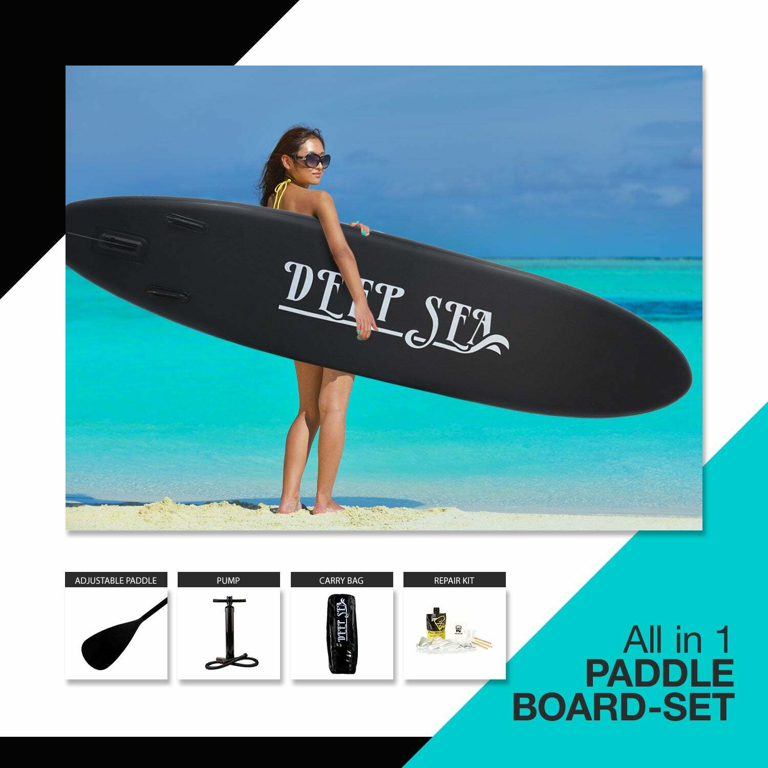 Deep Sea SUP Board Set XXL (330cm), black - 259,00 EUR - Nordic