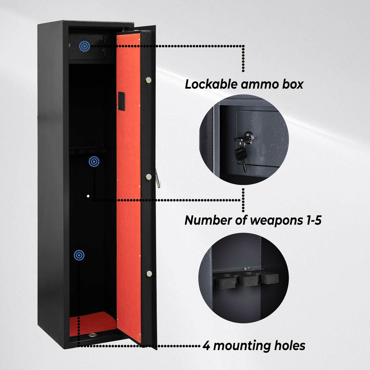 
              Trekker Armadio per 5 armi AS500D con serratura digitale, grigio