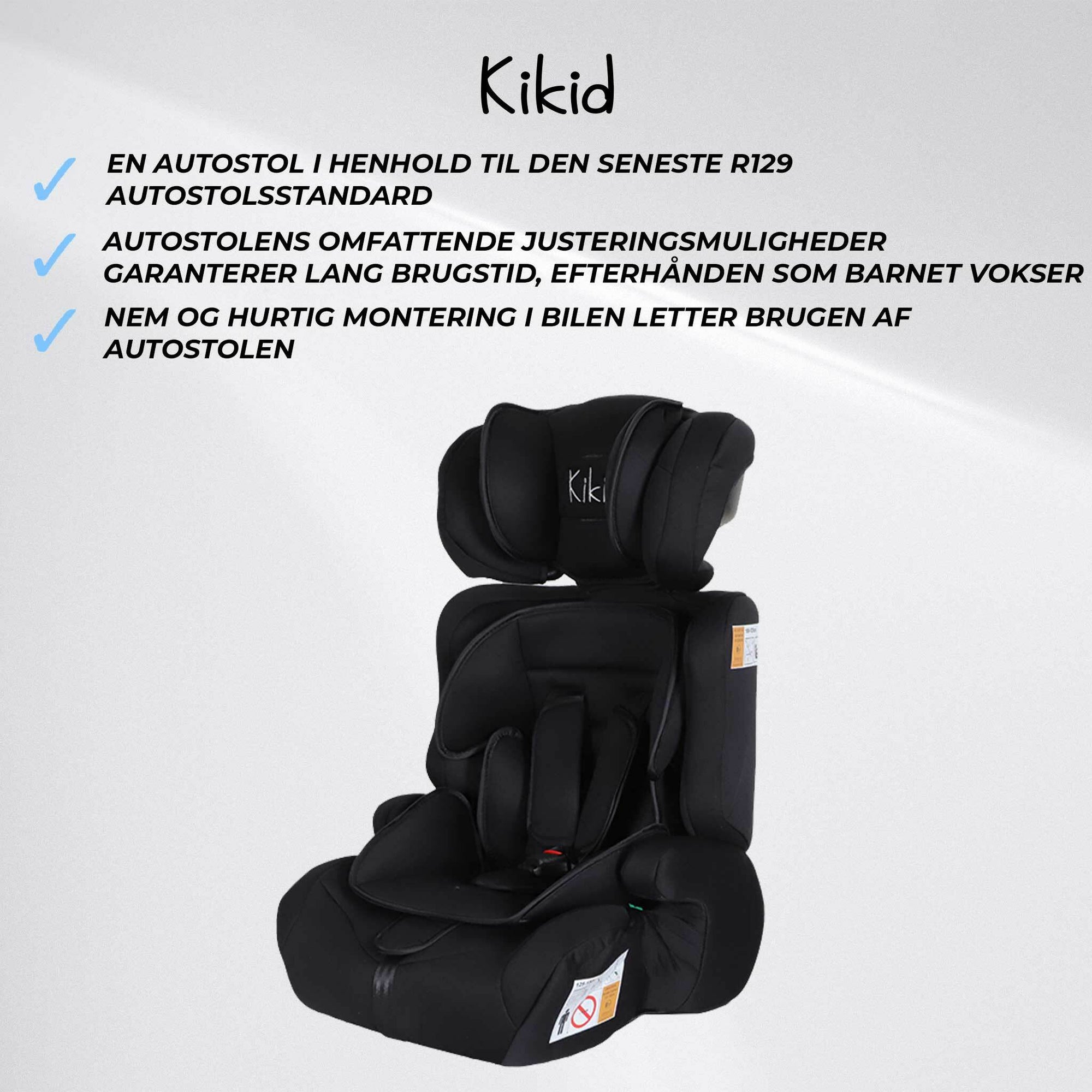 Kikid Kindersitz Basic 76-105cm R129, schwarz