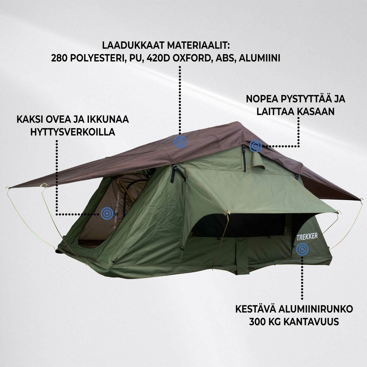 
              Trekker Kattoteltta Camper M, Vihreä