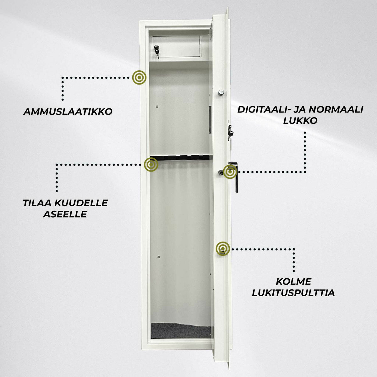 
              Trekker Asekaappi 6-asetta AS600 v2, digitaalilukolla, Valkoinen