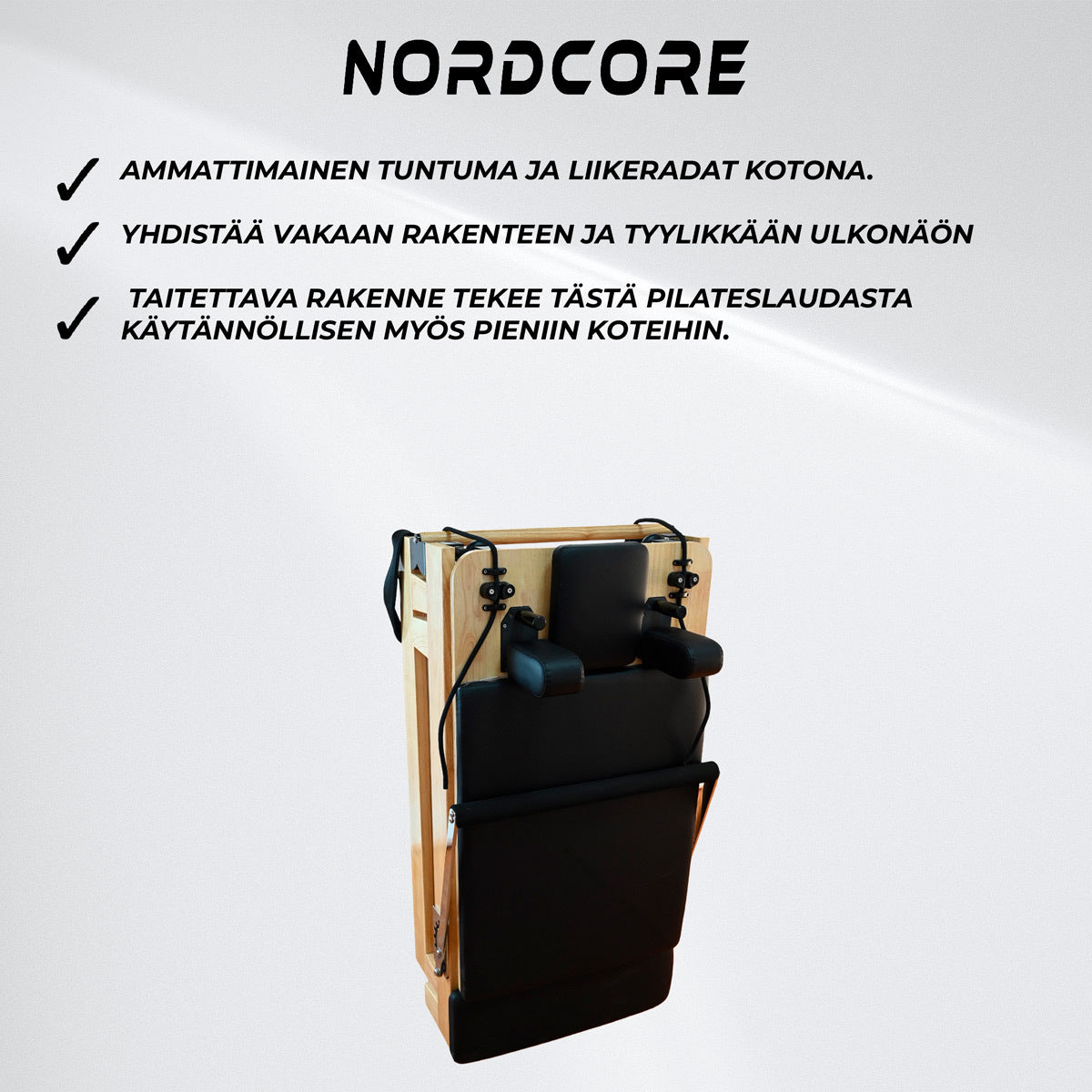 
              Nordcore Pilates Reformer Pro Taitettava