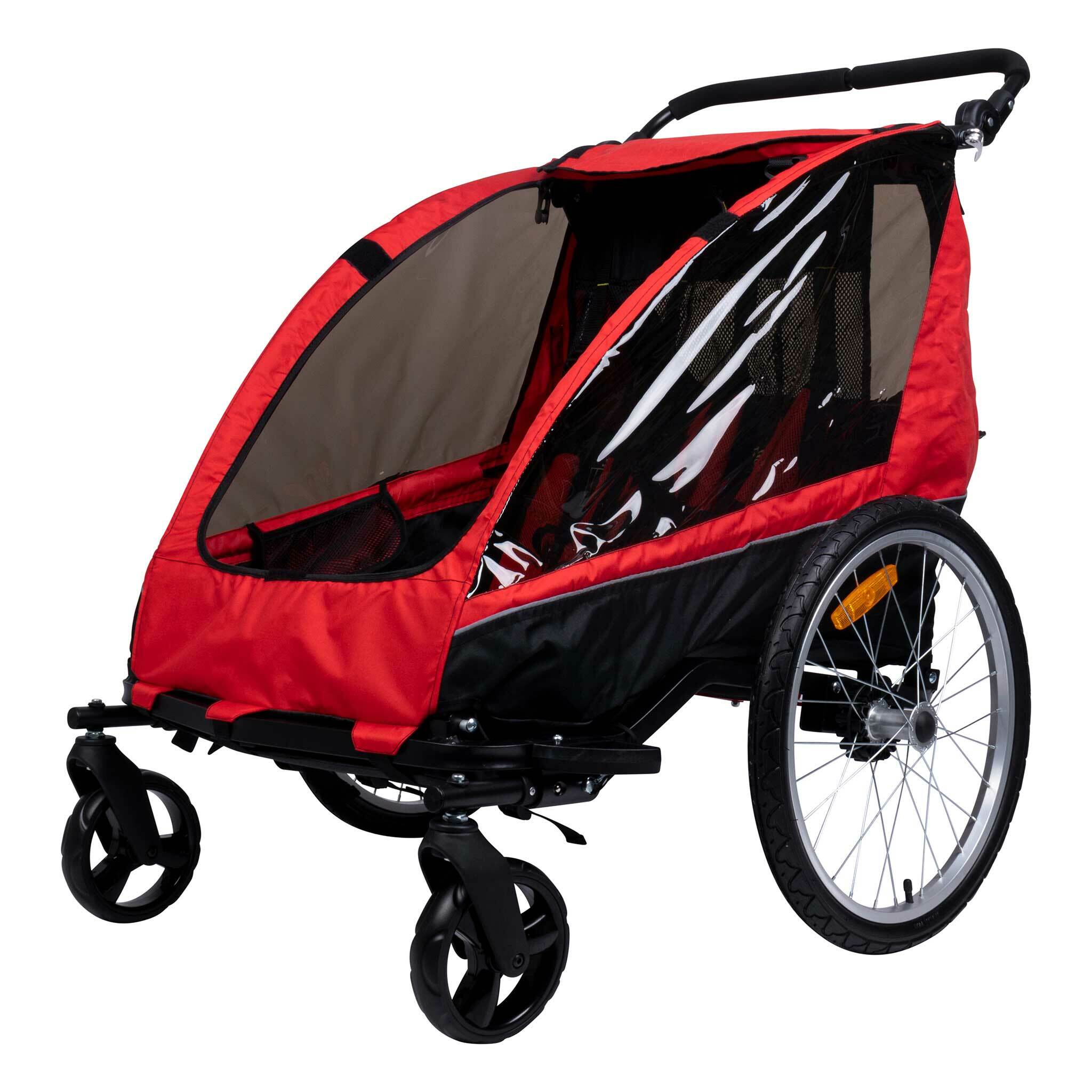 Passeggino Rimorchio Da Bicicletta Per 2 Bambini In Acciaio E Tessuto Oxford Rosso 699685 Passeggino Rimorchio Da Bicicletta Per 2 Bambini In Acciaio E Tessuto Oxford Rosso 699685