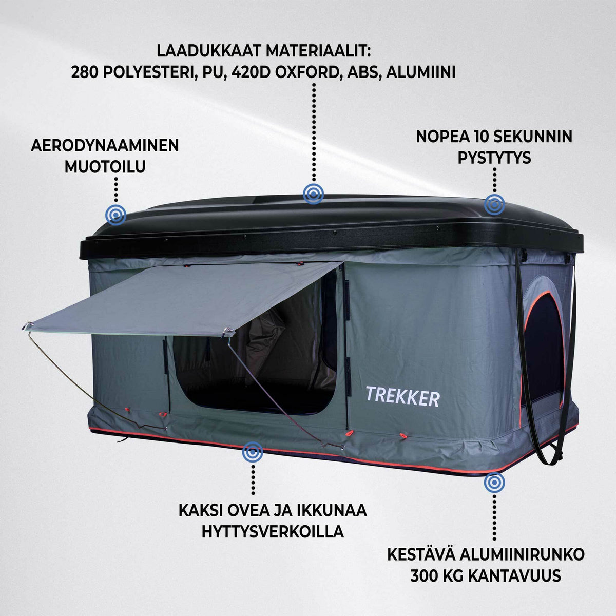 
              Trekker Kattoteltta Hut M, Harmaa