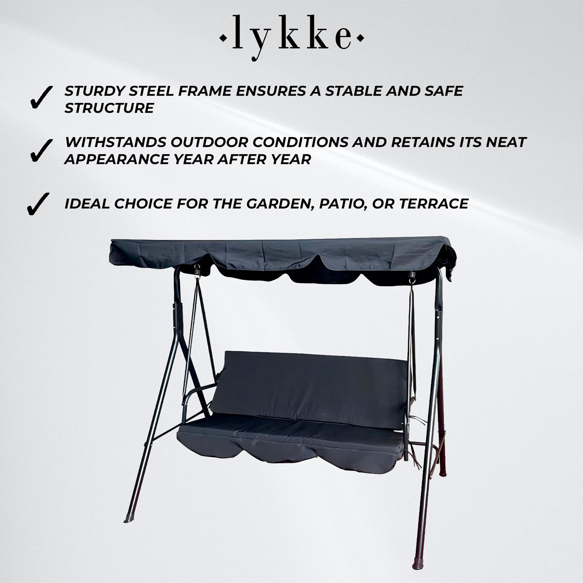 
              Lykke Porch Swing Standard, Black
