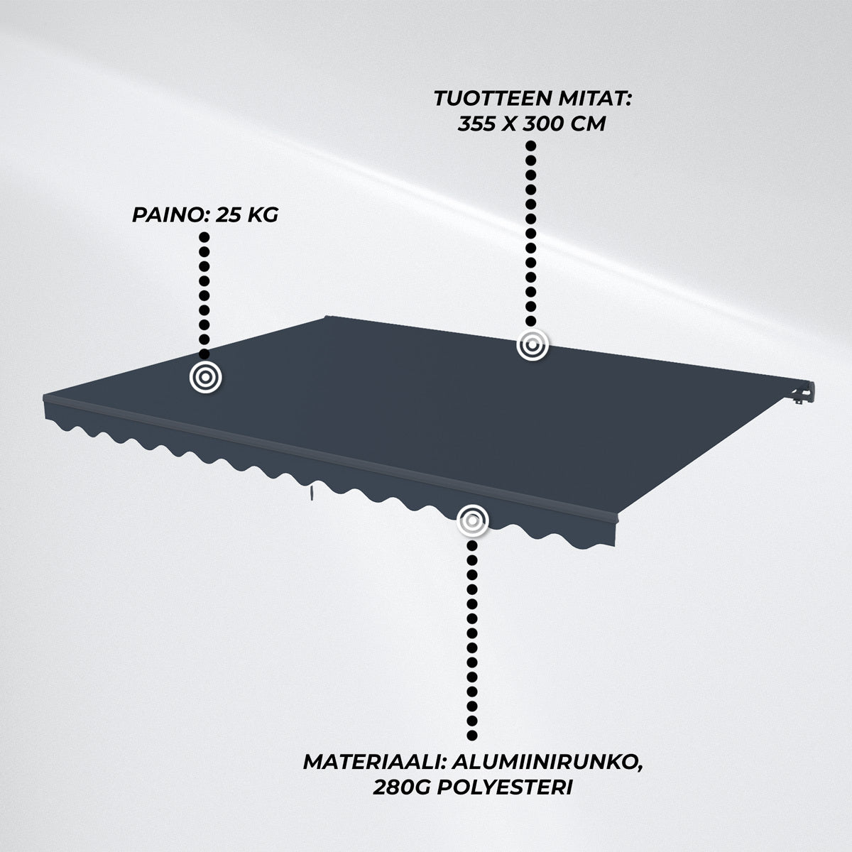 
              Lykke Markiisi 3,95x3 m, tummanharmaa