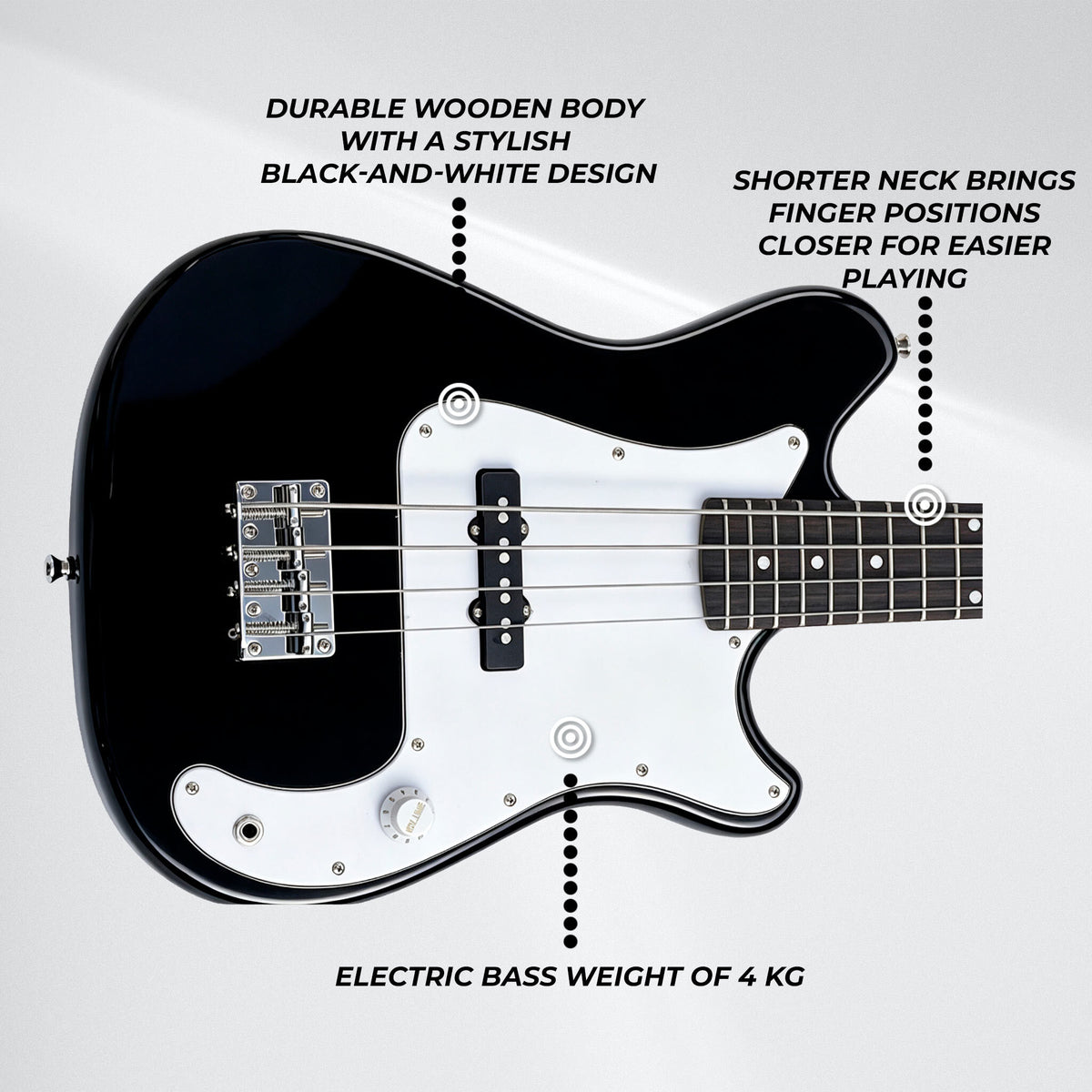 
              Lykke Electric Bass Guitar Set Harmony, size 3/4, 36", 5 W amplifier