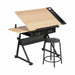 Lykke Drawing table with wooden top and stool