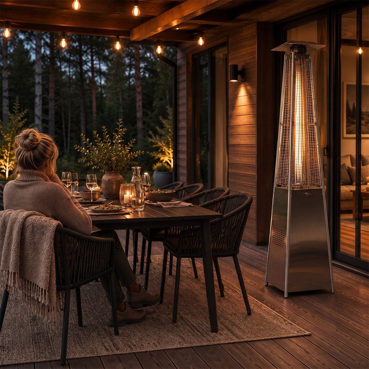 
              Fornorth Terrasverwarmer Pyramid 13kW gasvermogen, roestvrij staal
