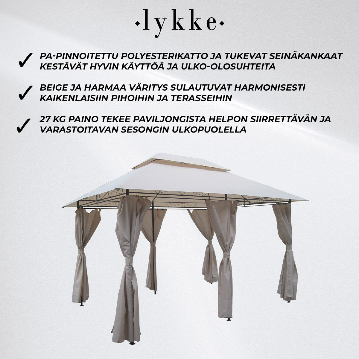 Lykke Paviljonki Havn 3x4m, Beige