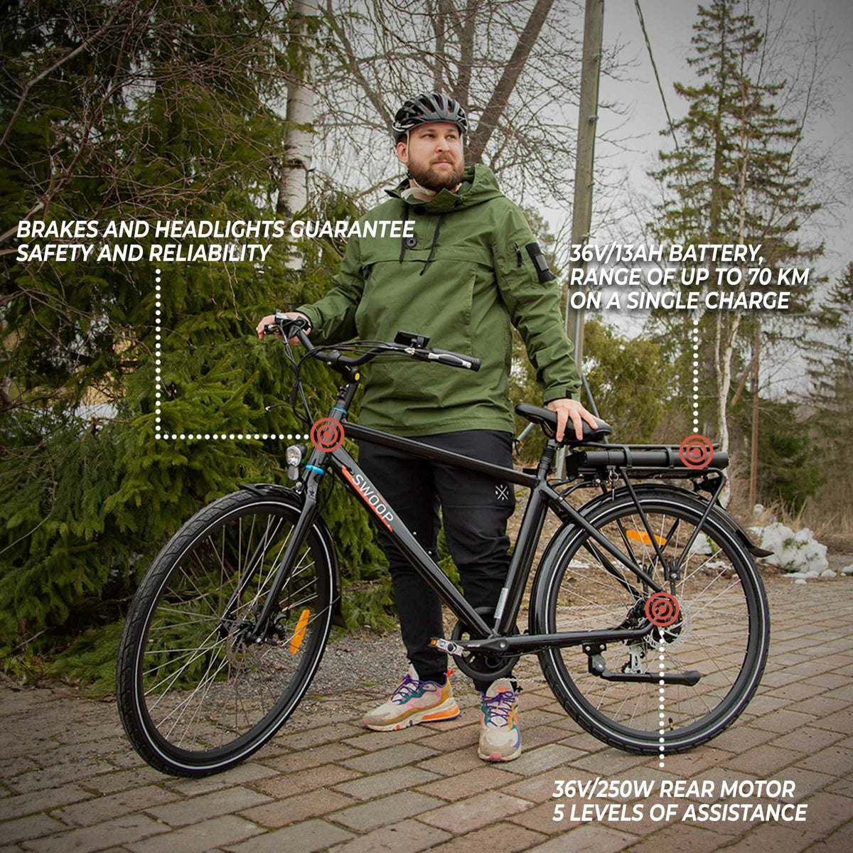 
              Swoop Bicicletta elettrica City, uomo 28&quot;