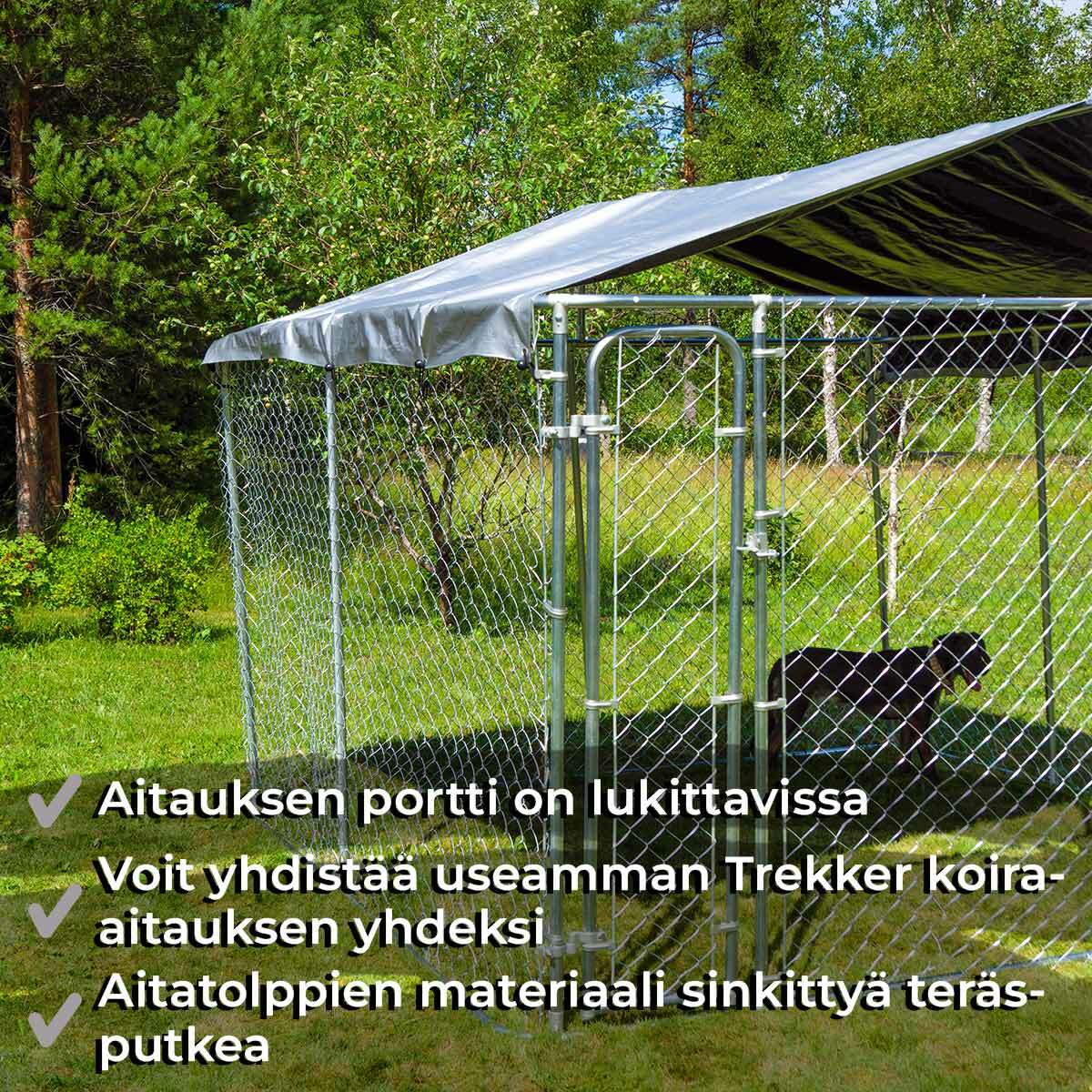 
              Trekker koira-aitaus katoksella, 4 x 4m