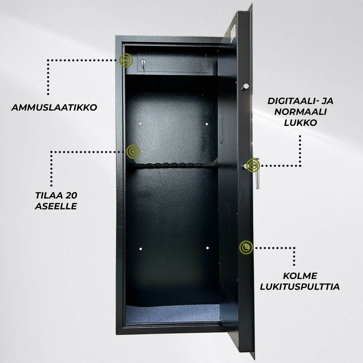
              Trekker Asekaappi 20-Asetta AS2000, Musta, Digitaalilukolla
