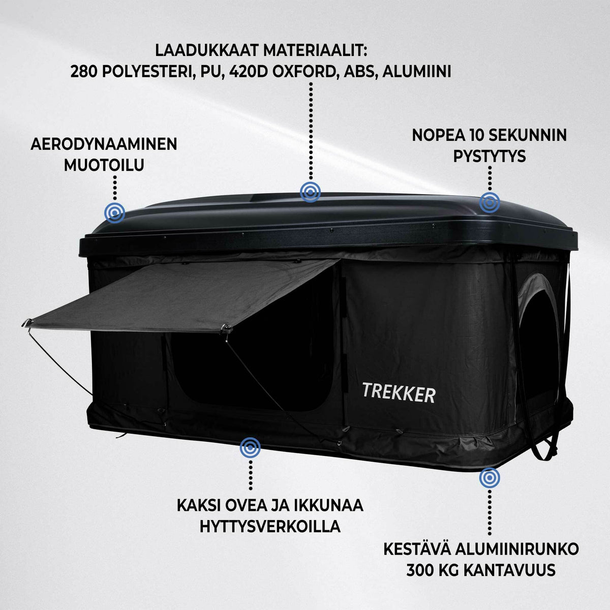 
              Trekker Kattoteltta Hut M, Musta