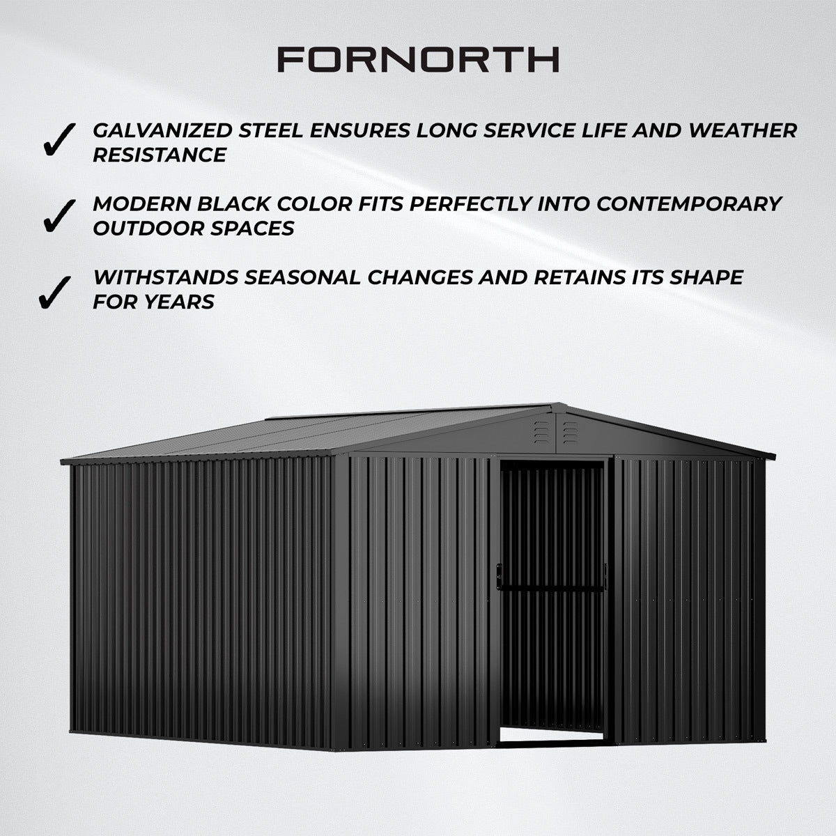 
              Fornorth Garden Shed 11m2, black