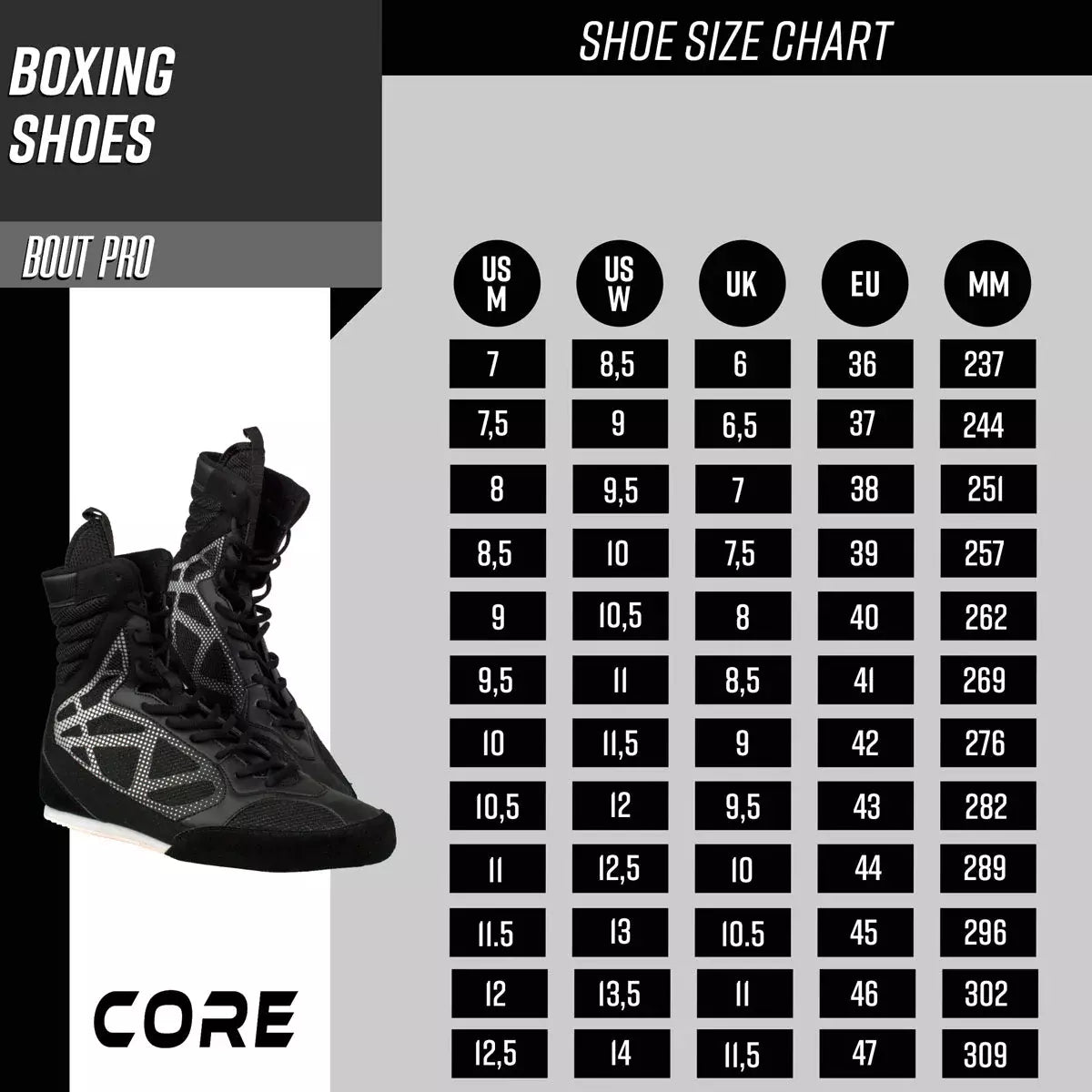 
              Core Chaussures de boxe Bout Pro