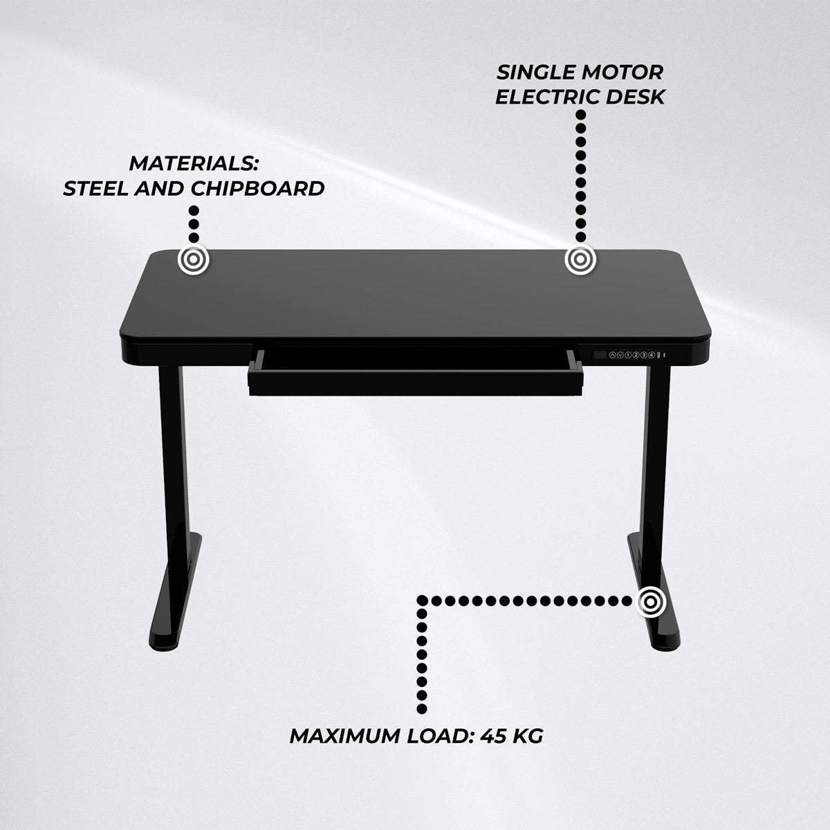 
              Lykke Escritorio Eléctrico 120x60cm Polar, negro