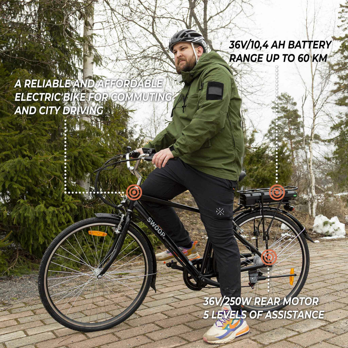 
              Swoop Bicicleta Eléctrica Clásica, Hombre 28&quot;